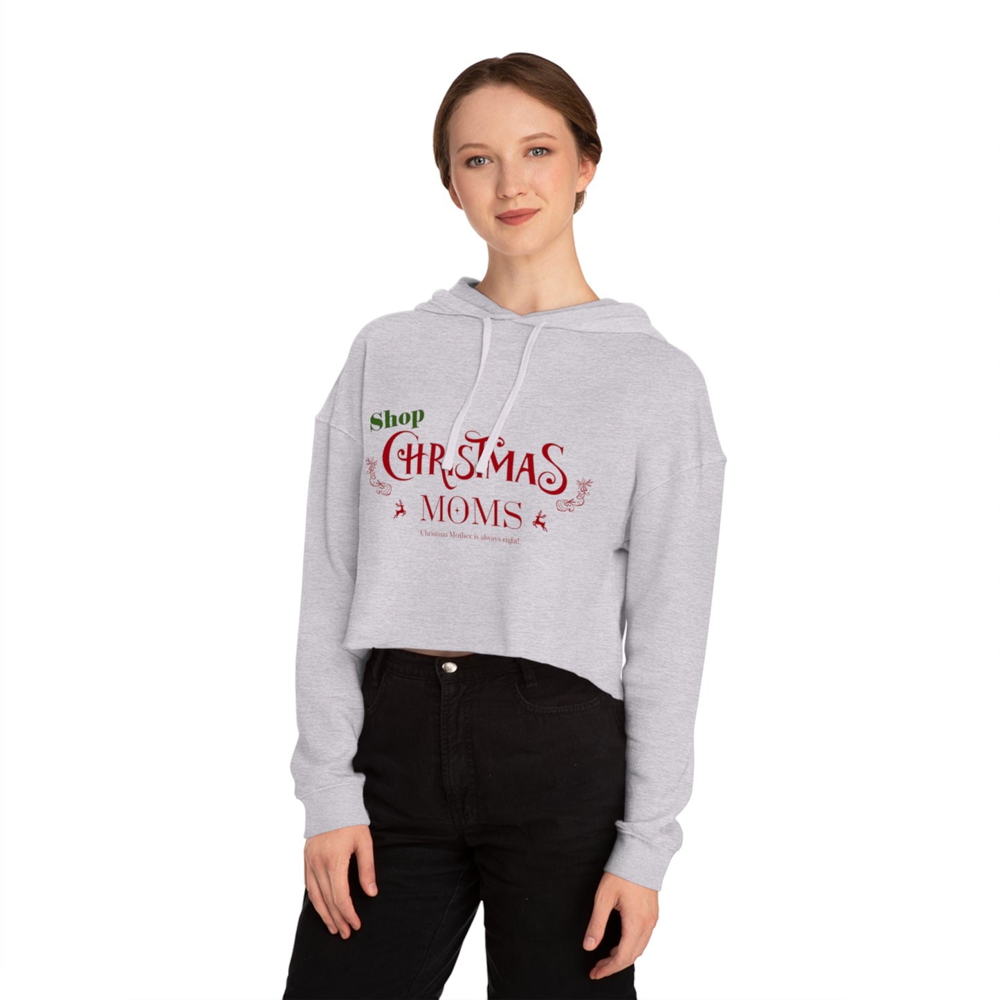 Shop Christmas Moms Women’s Cropped Hooded Sweatshirt