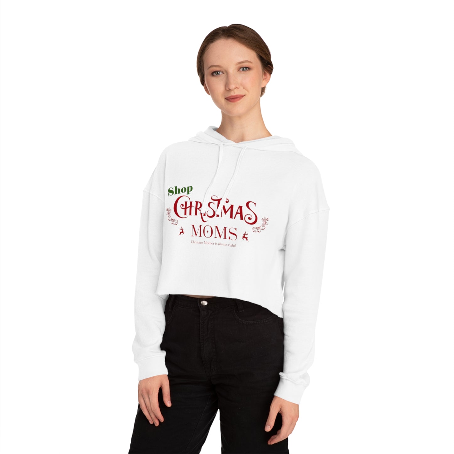 Shop Christmas Moms Women’s Cropped Hooded Sweatshirt