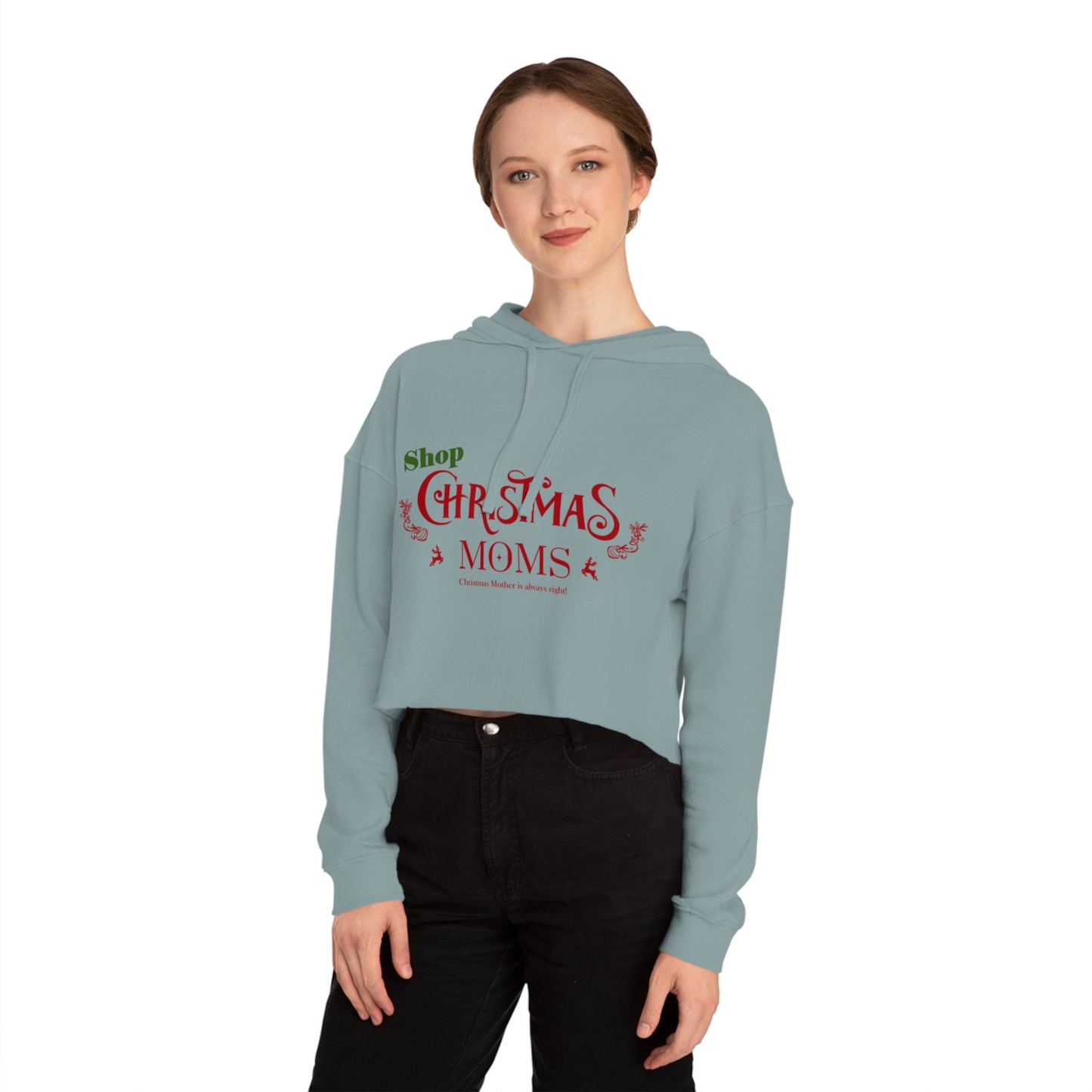 Shop Christmas Moms Women’s Cropped Hooded Sweatshirt