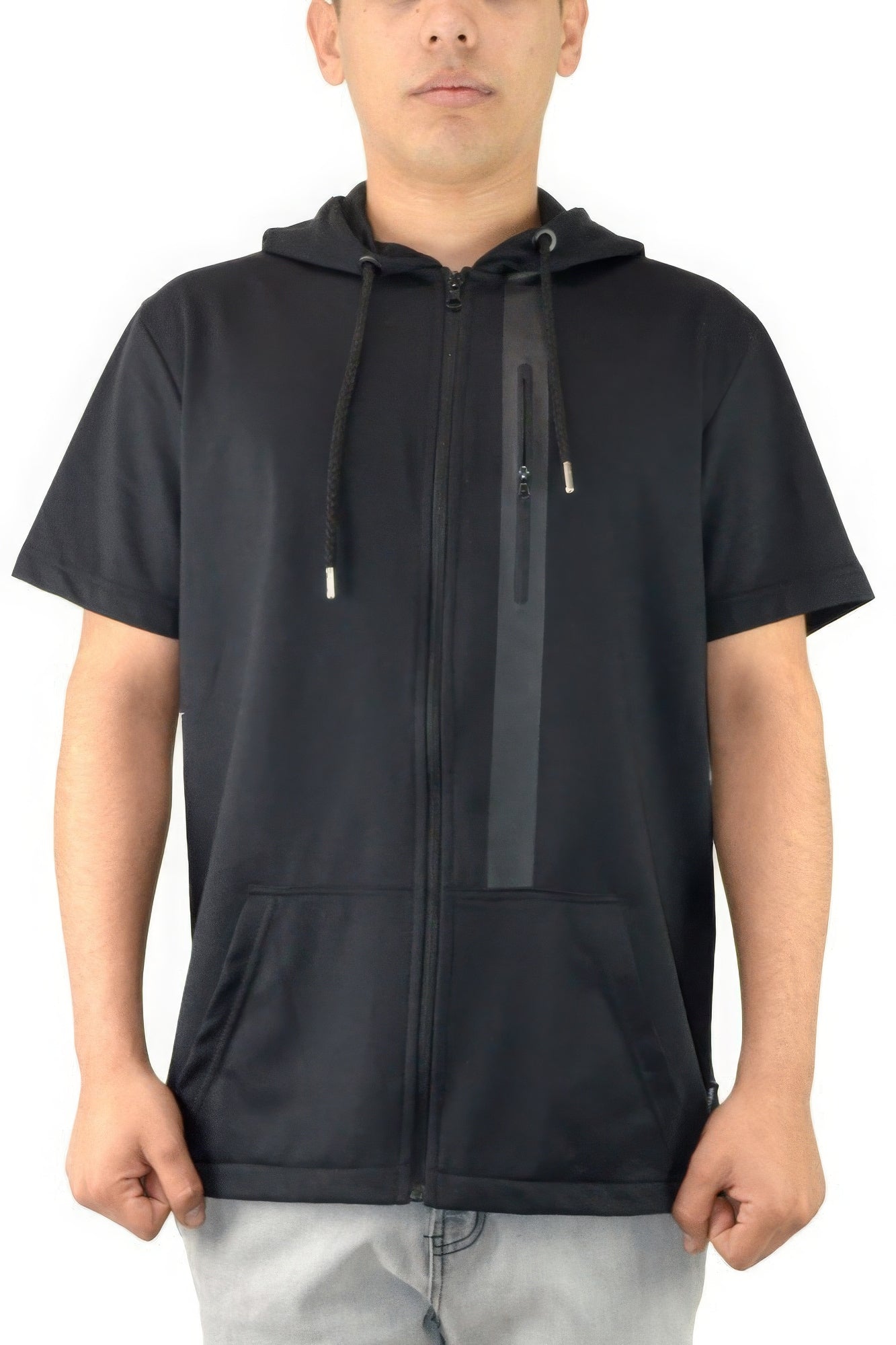 Men's Casual Short Sleeve Zip-up Hoodie Tops